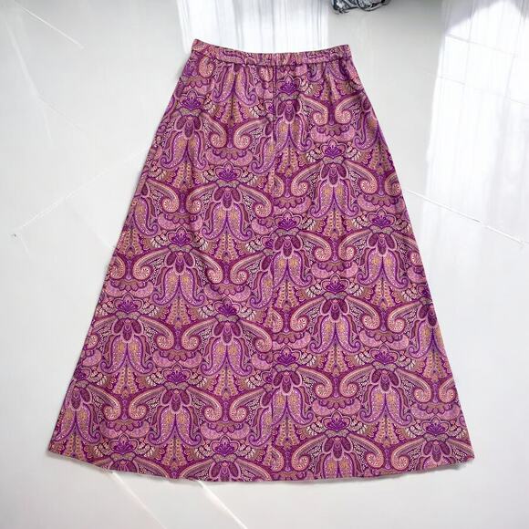 K Studio Purple Maxi Skirt Medium Sz 8 Long Purple Skirt Paisley Boho Spring - Picture 3 of 8